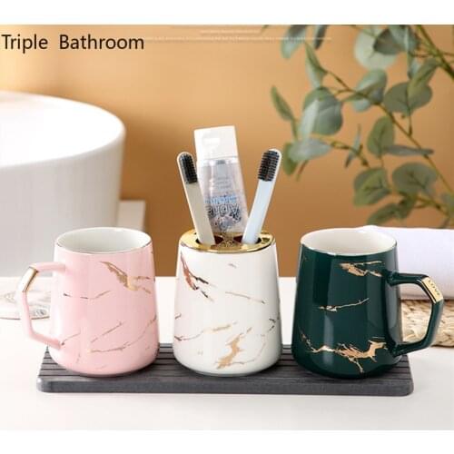 Light Luxury Tooth Mug Ceramics Household Couples Mouthwash Cup Washing Tools Bathroom Accessories Tray Holder Storage Cups