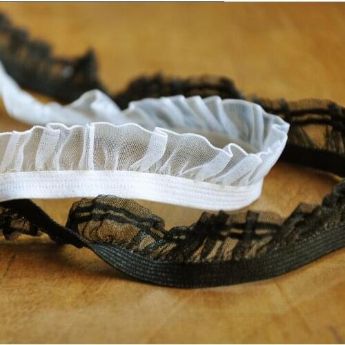 10 Meters 2.2cm Width Black Off White Stretch Lace Trim Elastic Lace Trim Ribbon Sewing Craft DIY Garment & Home Decoration