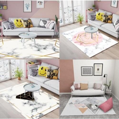 Nordic Geometric Marble Pattern Carpet for Living Room Rug Sofa Coffee Table Mat Bedroom Yoga Pad Rectangular Bedside Blanket