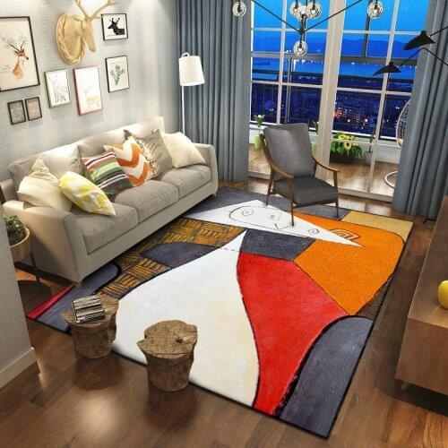 Carpets For Living Room Modern Abstract Geometry Orange Rugs For Bedroom Bedside Area Floor Mat Room Decoration Teenager Carpet