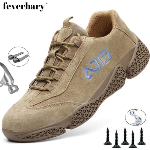 Leather Mens Groundwork Safety Boots Lightweight Steel Toe Cap Protective Shoes Outdoor Trainer Hiking Shoes