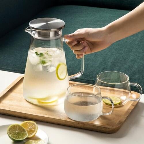 Teapot Water Jug Glass Heat Resistant High CapacityTransparent Japanese Water Jug Juice Storage Jarra De Agua Drinkware DE50SH