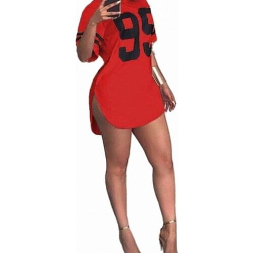 Summer Dresses Plus Size Clothing for Women S-5XL Sweet Sexy Split Mini Dress Casual Joggers Tshirt Dress Dropshipping S-5XL