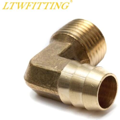 LTWFITTING 90 Deg Elbow Brass Barb Fitting 5/8 ID Hose x 1/2" Male NPT Fuel Boat Air