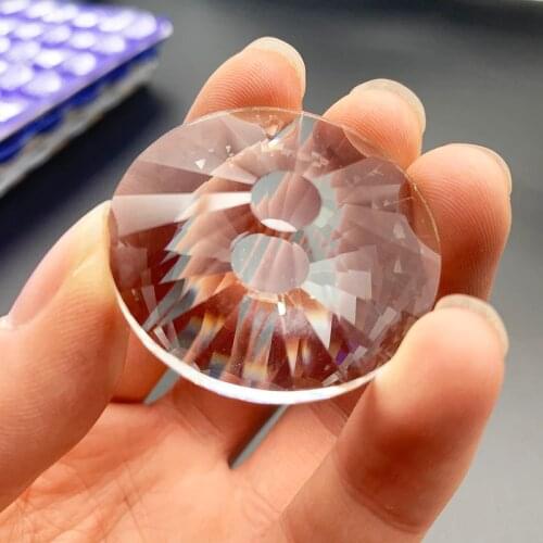 40MM UFO Suncatcher Center Solid Clear Glass Chandelier 1 hole Crystal Prism Hanging Pendant DIY Lamp Part Ornament Decoration