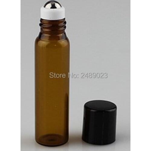 Mini 5ml Amber Glass Roller Bottles Lot of 20 Roll Bottle with Metal Ball for Essential Oil Aromatherapy Perfumes and Lip Balms