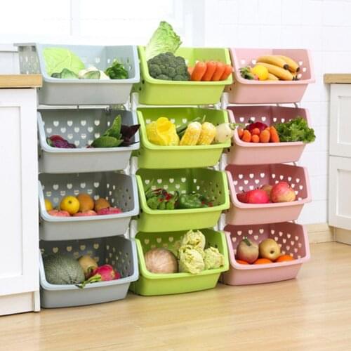Multifunction Stackable Single-deck Hollow Fruit Vegetable Storage Box Colanders Strainer Kitchen Organizer Basket Shelf Racks