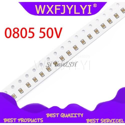 100pcs 0805 50V SMD Thick Film Chip Multilayer Ceramic Capacitor 1pF-47uF 10NF 100NF 1UF 2.2UF 4.7UF 10UF 1PF 6PF