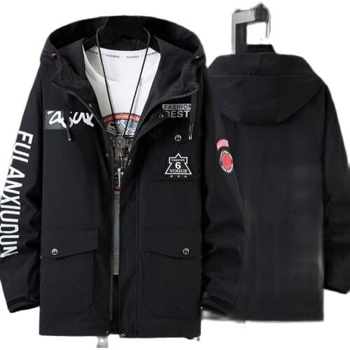 Coat men Large size hooded Windbreaker men fat printing 2020 plus camouflage mid-length coat Spring autumn casual jacket