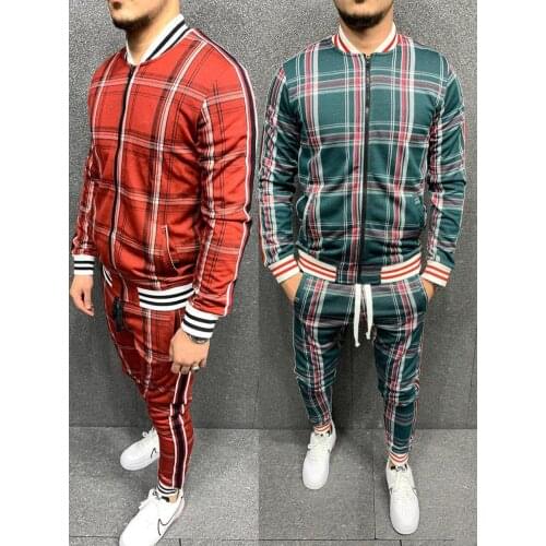 2022 Mens Sets 2 Pieces Sets Tracksuit Mens Clothing Jackets+pants Pullover Sportwear Gentlemen plaid Suit Casual Europe M-3XL