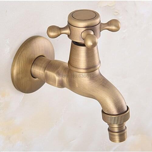 Wall Mounted Antique Brass Ceramic Handle Washing Machine Faucet tav322