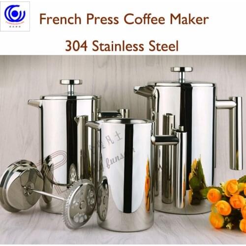 New Stainless steel French presses Coffee maker Brewing tea pot European style portable Double wall coffeepot 350ml/800ml/1000ml
