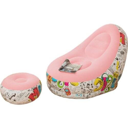 New graffiti inflatable flocking sofa lazy with pedal combination sofa convenient foldable leisure lounge chair