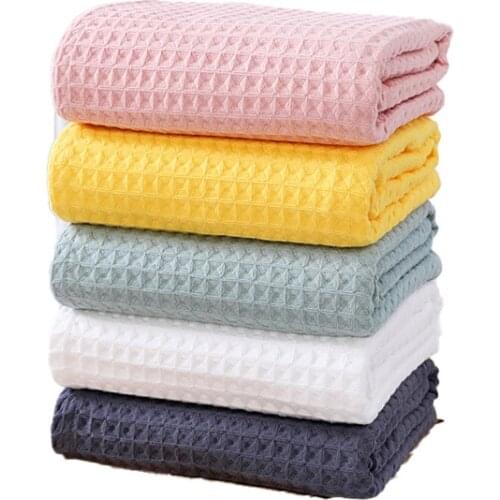 70*140cm Pure Cotton Waffle Bath Towel Adult Pure Cotton Water Absorbent Quick-drying Non-linting Thin Bath Towel
