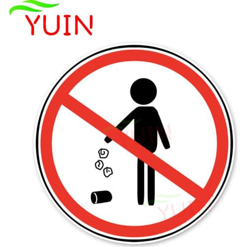 Warning Sign Decal Don't Throw Rubbish Away Car Sticker Fashion Decoration Auto Accessories Waterproof Sunscreen Decals 13*13cm