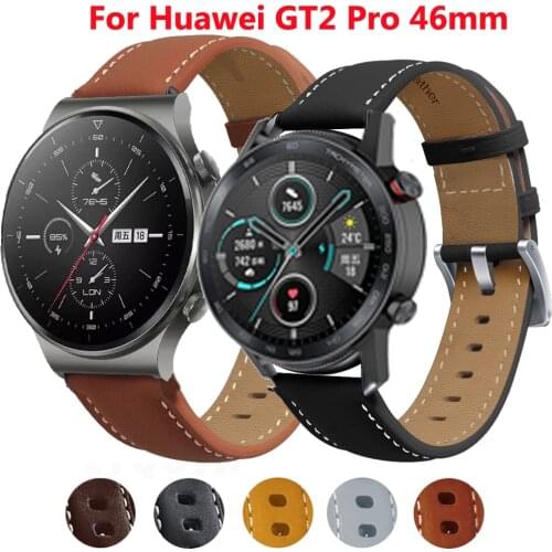 22mm GT2 Leather Strap For Samsung Galaxy Watch 46mm 3 45 Smart WatchBand Correa Huawei Watch GT 2/Pro 46mm HONOR Magic Bracelet