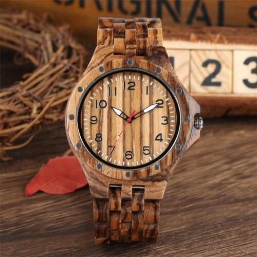 Luxury Wooden Quartz Watch for Men reloj masculino Cool Rivet Design Numerals Dial Mens Watch Natural Wood Watch Band Top Gift