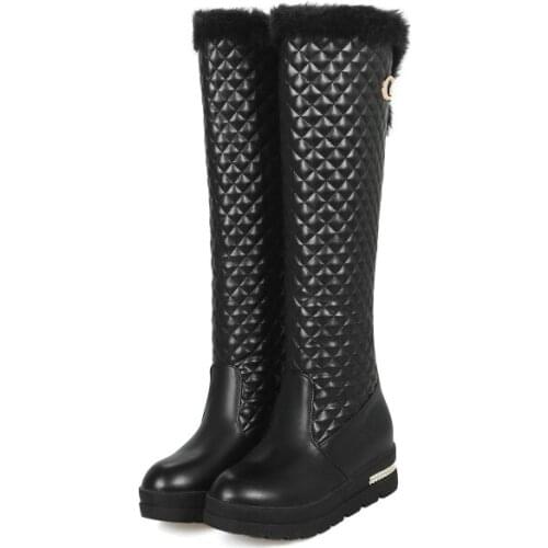 Big Size boots women woman winter boots women women shoes botas Wool wool shoe metal buckle inside add