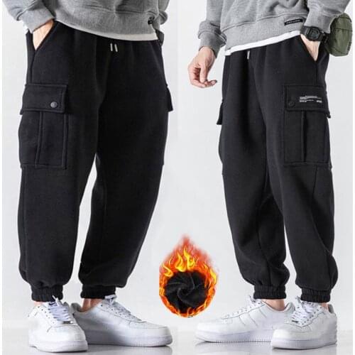 Sweatpants for Men 2021 Fashion Trendy Warm Jogging Sport Pants Male Elastic Waist Loose Trouser Big Size Pantalons Pour Hommes