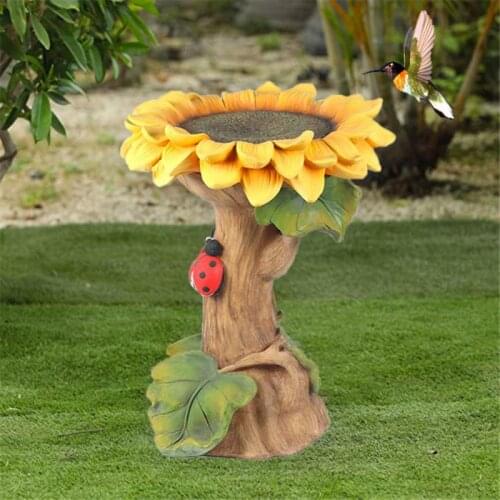 Polyresin Sunflower Bird Bath Creative Bird Feeder Garden Decorations Crafts Home Ornaments Outdoor Indoor Decor Storage Rack