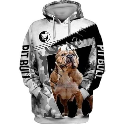 Unisex 3D Graphic Hoodies Sweatshirts Animals Dog Art Pit Bull Hoodie Men/Women Casual Streetwear Sweatshirt Pullover AW-02265