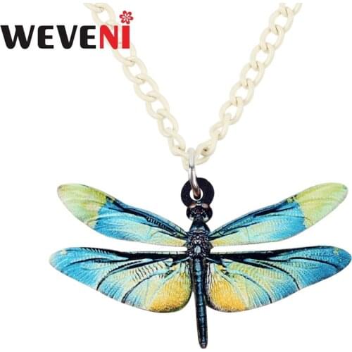 WEVENI Acrylic Big Anime Dragonfly Necklace Pendant Long Chain Trendy Insect Jewelry For Women Girls Bijoux Wholesale Gift