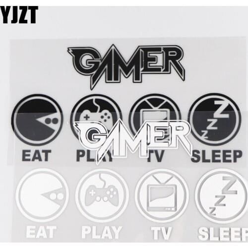 YJZT 20×10.2CM EAT PLAY TV SLEEP Funny Cartoon Creative Decor Vinyl Decal Car Sticker Black/Silver 4C-0491