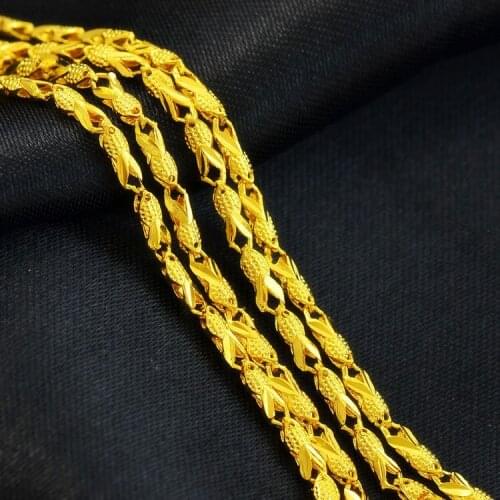 Womens Yellow Gold Filled Necklace Small Fish Link Chain Clavicle Necklace Girlfriend Gift