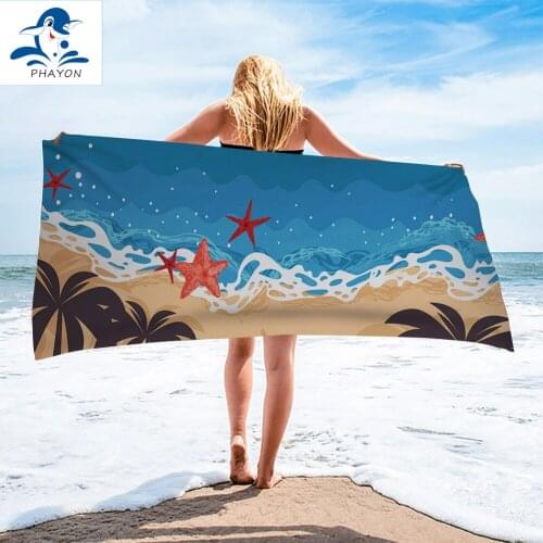 PHAYON 1 Pcs Quicky-dry Microfiber Bath Towels 75*150cm Seaside Beach Towel Starfish Large Sport Towels Camping Accessories