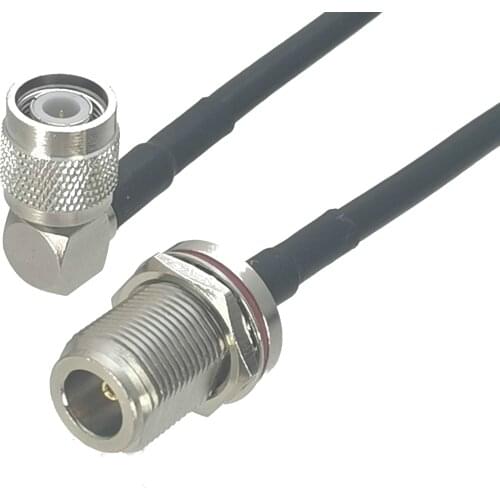 1Pcs RG58 N Female jack Bulkhead to TNC Male Plug Right angle Connector RF Coaxial Jumper Pigtail Cable 4inch~20M