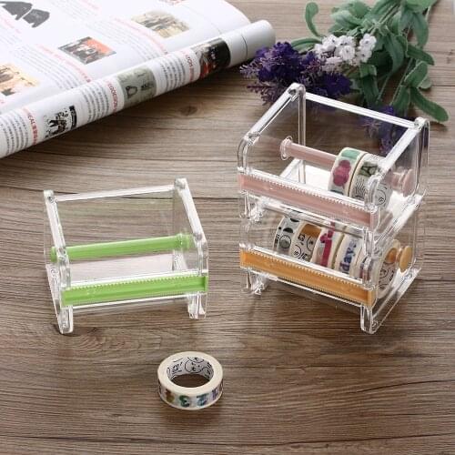 1PC Japanese Style Stationery Masking Tape Cutter Dispenser Washi Tape Storage Organizer Cutter Office Tape Dispenser