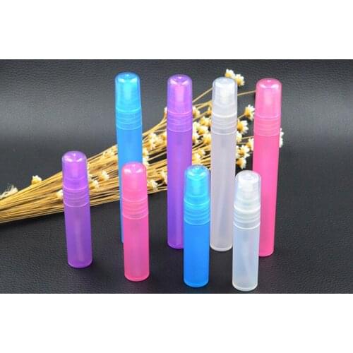 1000Pcs Factory Price 5ml 10ml Perfume Bottle Spray Atomizer Colorful Frosted Plastic Vial Cosmetic Container Fragrances Tube