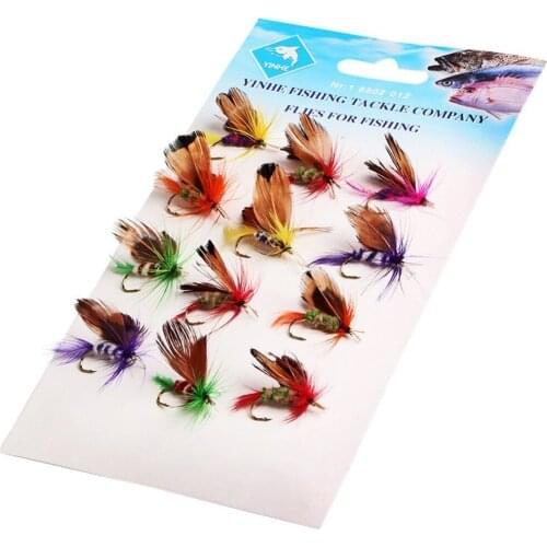 12Pcs/Sets Fly Fishing Lure Set Artificial different Insect Bait Trout TOPIND Fly Fishing Hooks Tackle With Case Box