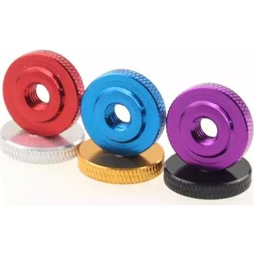 2pcs M6 Single layer hand nut Knurled aluminum alloy Thin small step nuts Oxidized multicolor