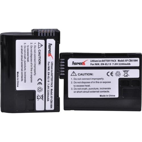 2Pcs 2200mAh EN-EL15 ENEL15 EL15A Battery for Nikon EN EL15 D7200 D500 D600 D610 D600E D800 D800E D810 D7000 D7100 d750 V1