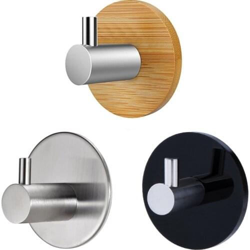 3PCS Made of Stainless Steel Natural Bamboo Heavy Load Rust Hook for Bathroom Kitchen Wall and Mirror