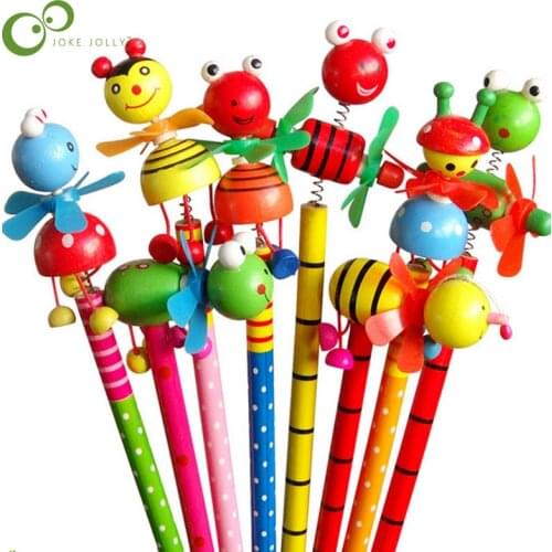 5/10pcs Windmill Animal Doll design Non-toxic lead free wooden pencils for school students writing prize/HB/ for drawing Toy ZXH