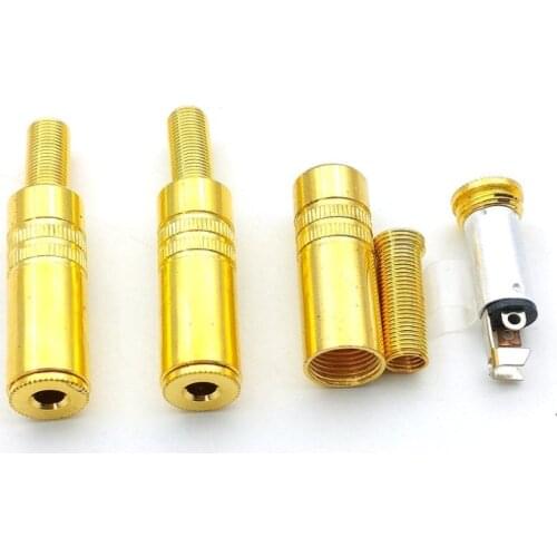 50pcs Gold plate 1/8 3.5mm Jack Stereo Female Inline Socket Solder Connector