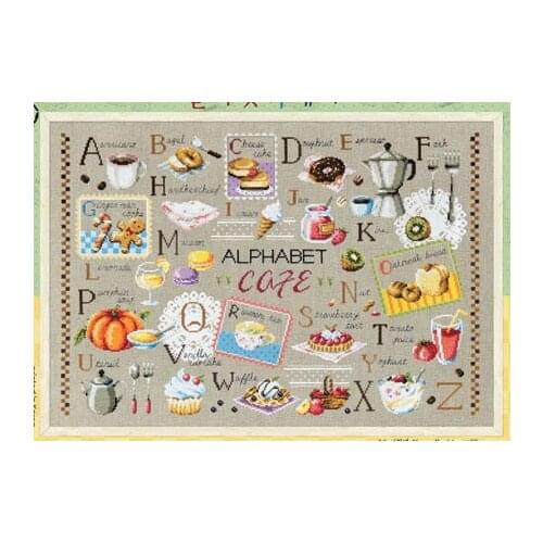 ALPHABET CAFE DIY Craft Stich Cross Stitch Package Cotton Fabric Needlework Embroidery Crafts Counted Cross-Stitching Kit