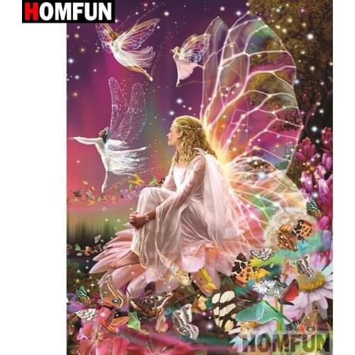 HOMFUN Full Square/Round Drill 5D DIY Diamond Painting "Beauty butterfly" Embroidery Cross Stitch 3D Home Decor A27059