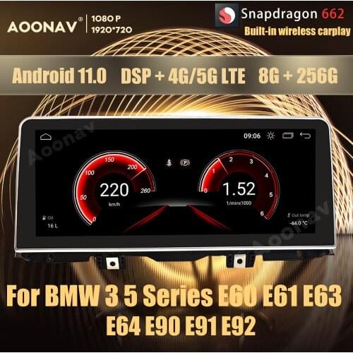 12.3 Inch Snapdragon 662 Android 11.0 car radio For BMW 3 5 Series E60 E61 E63 E64 E90 E91 E92 multimedia player Stereo 8+256GB