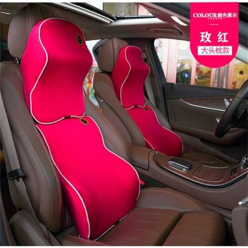 Car Cushion Lumbar Pad Waist Support Headrest Memory Foam Support Cushion Neck Guard Car Seats Headrest Set