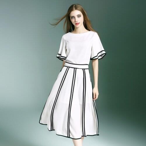 Free ship womens sets o-neck rankle-length Pants Loose Split Legs Ladies Summer white black Elegant girls Skirt Suits