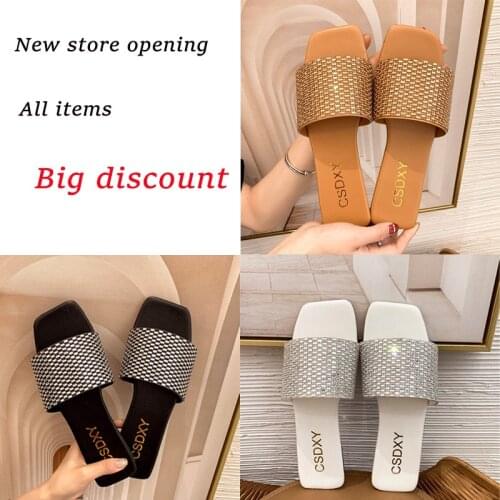 Fashion New Style 2021 Summer Women Flat Heel Sandals PU Ladies Bling Shoes Basic Female Open Toe Outside Slippers Footwear