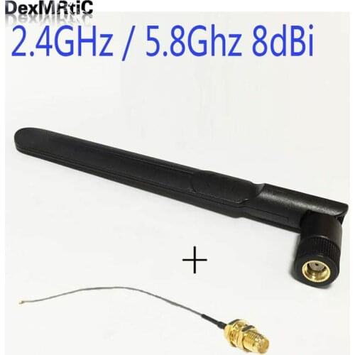 2.4GHz / 5.8Ghz 8dBi Omni WIFI Antenna Dual Band With RP SMA Male Connector + RF IPX / u.fl Switch RP-SMA Female Pigtail Cable