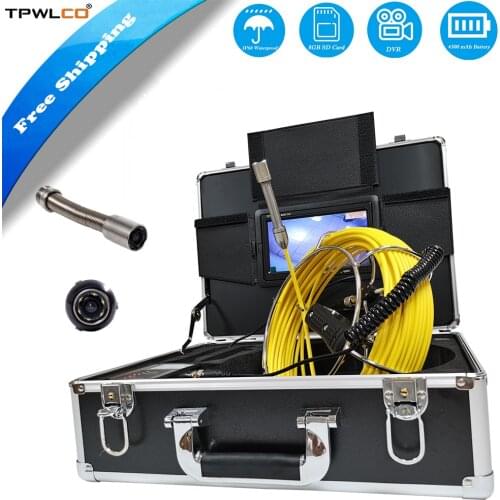 Drain Pipe Inspection Endoscope System WIth 17mm Camera Head DVR ABS Case 7" Monitor 20/30/40/50M Cable