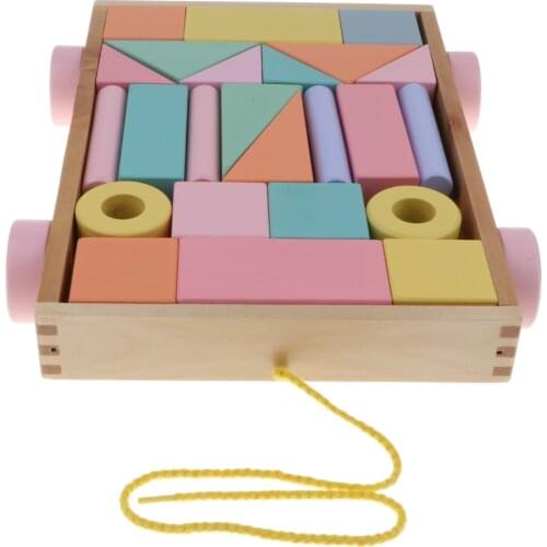 24Pcs Wooden Building Blocks Games Construction Kids Toy Stacking Block Set
