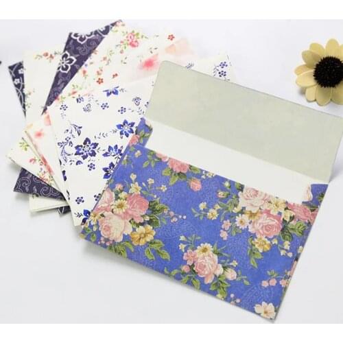 10Pcs Chinese Style Retro Flowers Envelope Letterhead Cherry Roses Letter Paper Fresh Elegant Floral Envelopes Stationery Messag