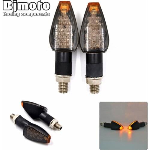 SL-069S-BK-SM 14 LED 2W 12V 1 Pair UNIVERSAL Emark MOTORCYCLE SHORT STALK LED TURN SIGNALS INDICATORS SMOKE LENS