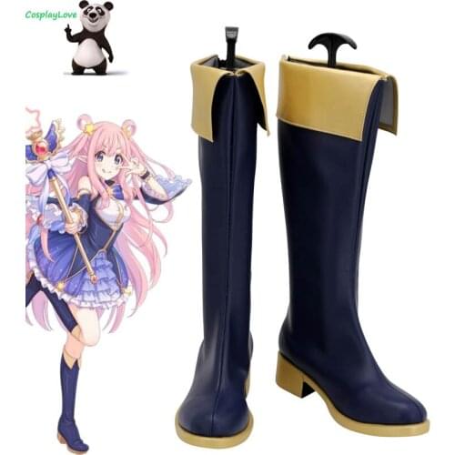 CosplayLove Princess Connect! Re:Dive Hatsune Kashiwazaki Dark Blue Cosplay Shoes Cosplay Long Boots Leather Custom Made